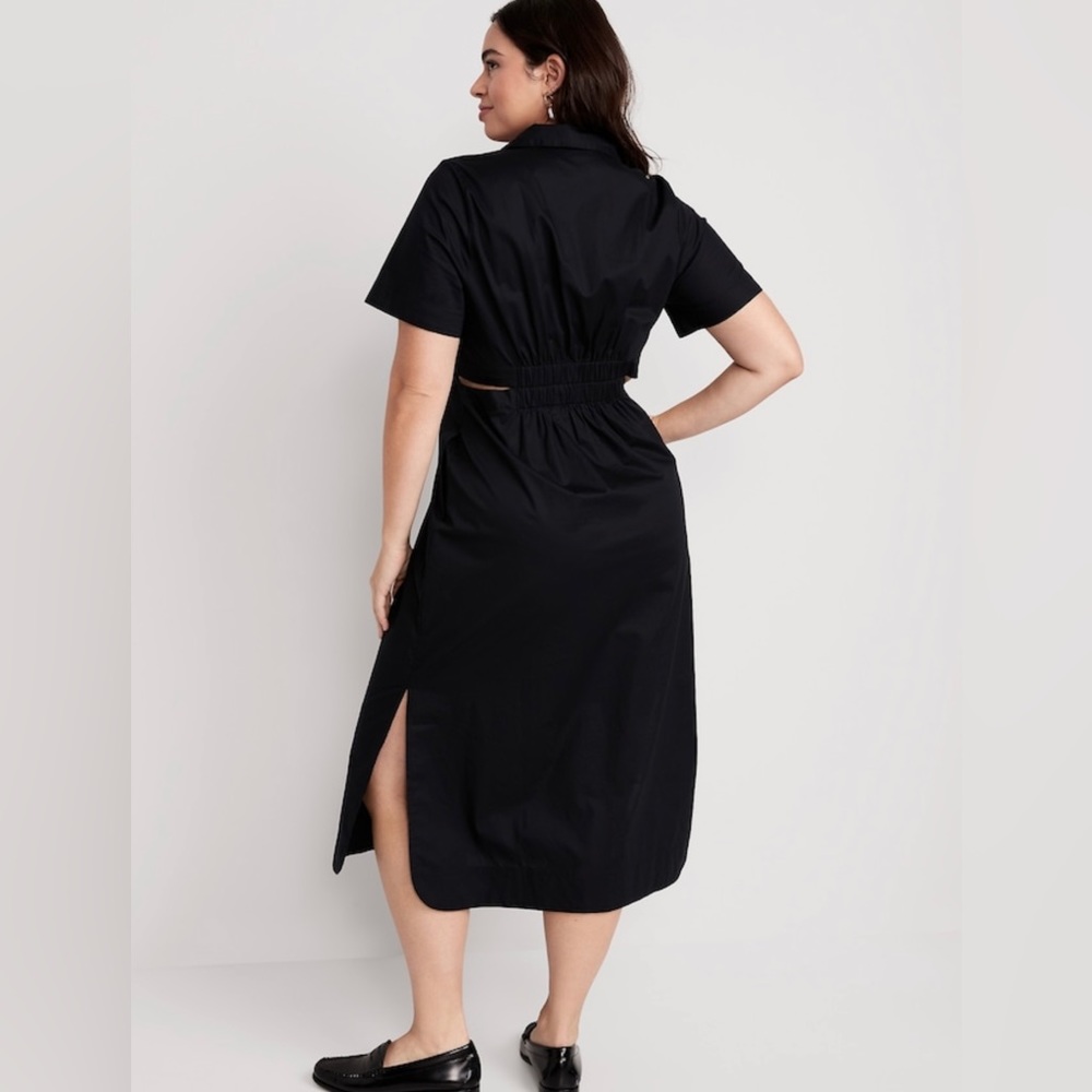 NWT! Black Cutout Midi Shirt Dress - Multiple - Picture 7 of 7